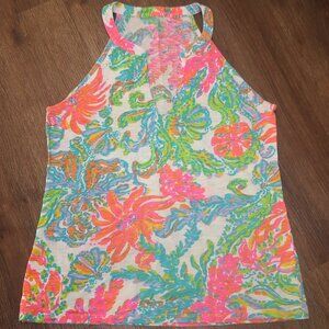 Womens Lilly Pulitzer Arya Pima Cotton Tank Top Casa Marina Tropical Beach sz M
